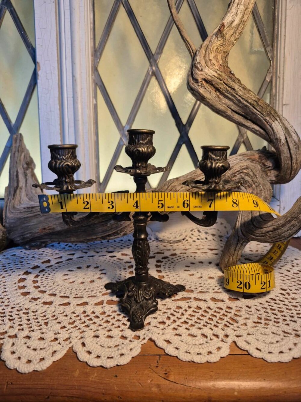 Beyond Midnight π¦π§ββοΈ Vintage Brass 3 Arms Candlestick Holder - Picture 13 of 13